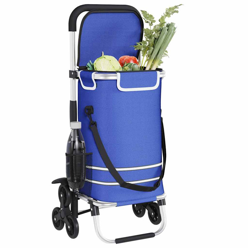 Load image into Gallery viewer, Vidaxl winkel trolley blauw 47 x 39 x 100,5 cm oxford stof