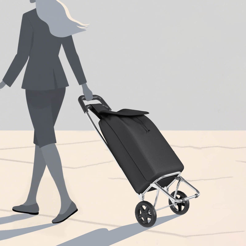 Load image into Gallery viewer, Vidaxl winkel trolley zwart 35 x 28 x 92 cm oxford stof