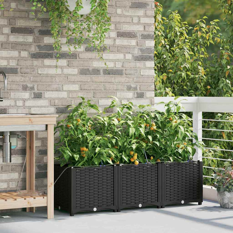 Load image into Gallery viewer, Vidaxl tuin bloempot 3 pcs zwart staal