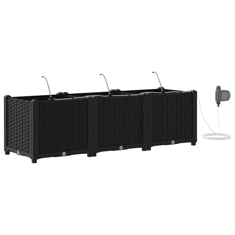 Load image into Gallery viewer, Vidaxl tuin bloempot 3 pcs zwart staal