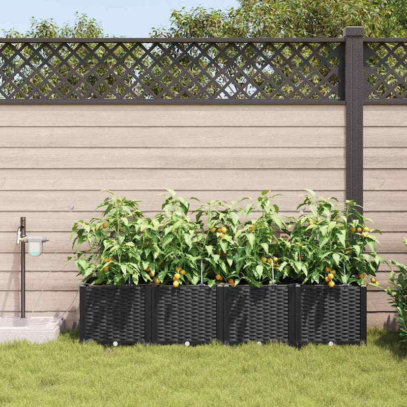 Load image into Gallery viewer, Vidaxl tuin bloempot 4 pcs zwart staal