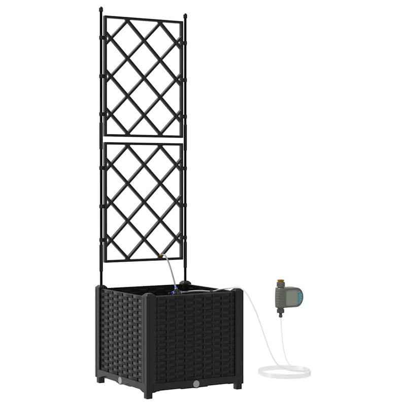 Load image into Gallery viewer, Vidaxl tuin bloempot zwart 40 x 40 x 142 cm staal