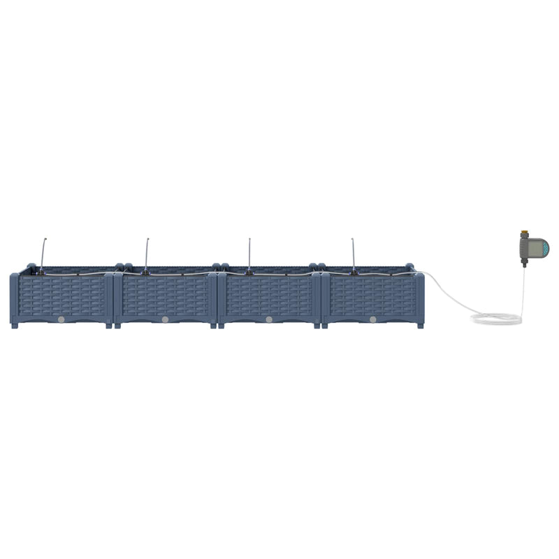 Load image into Gallery viewer, Vidaxl tuin bloempot 4 pcs grijs 120 x 120 x 142 cm staal