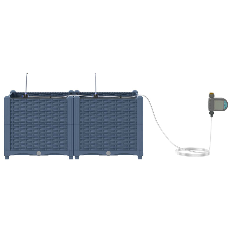 Load image into Gallery viewer, Vidaxl tuin bloempot 2 pcs grijs 120 x 120 x 142 cm staal