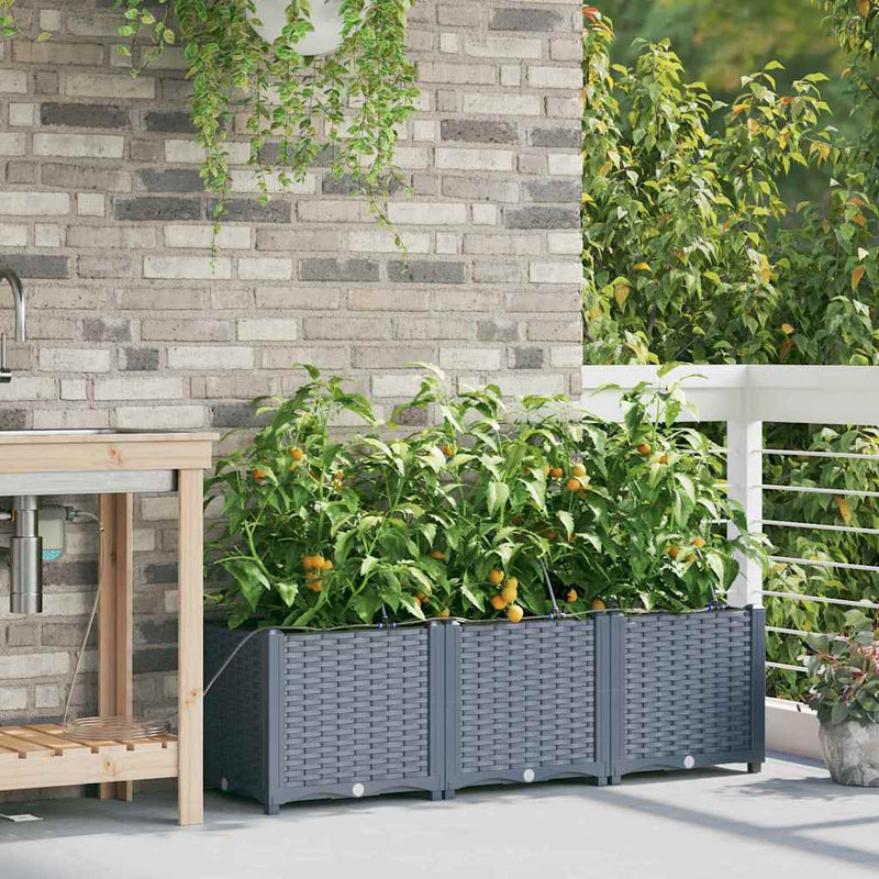 Load image into Gallery viewer, Vidaxl tuin bloempot 3 pcs licht grijs staal