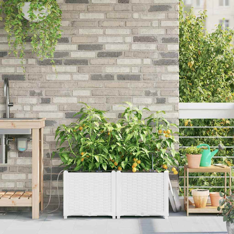 Load image into Gallery viewer, Vidaxl tuin bloempot 2 pcs wit staal