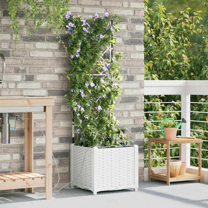 Load image into Gallery viewer, Vidaxl tuin bloempot wit 40 x 40 x 142 cm staal