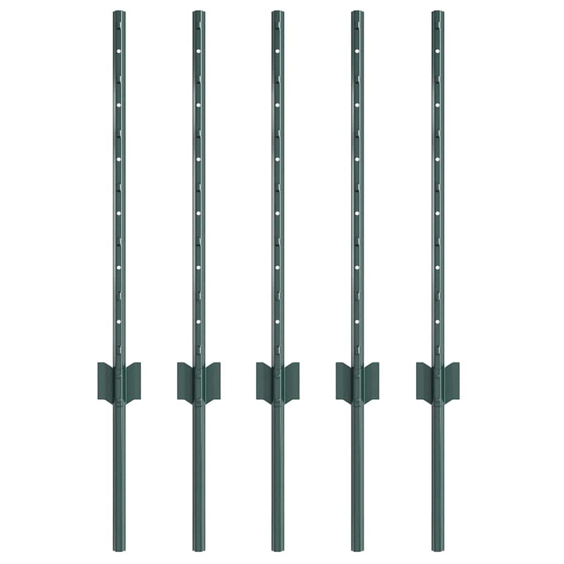 Load image into Gallery viewer, Vidaxl afrasteringspaal 5 pcs groen 100 cm staal