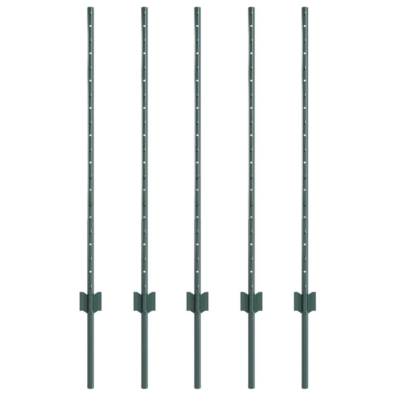 Load image into Gallery viewer, Vidaxl afrasteringspaal 5 pcs groen 140 cm staal