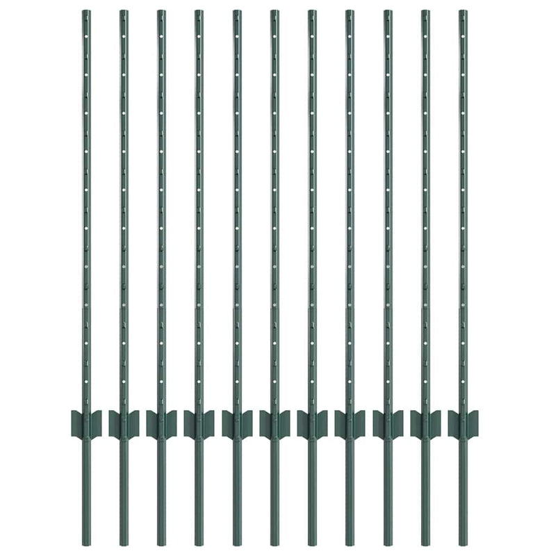 Load image into Gallery viewer, Vidaxl afrasteringspaal 11 pcs groen 100 cm staal