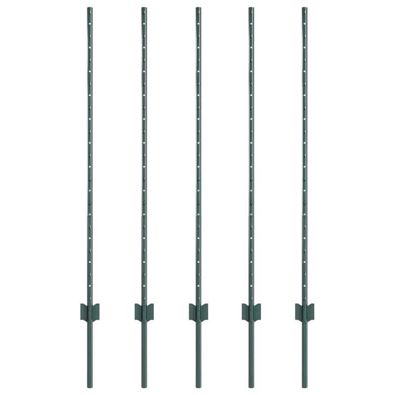 Load image into Gallery viewer, Vidaxl afrasteringspaal 5 pcs groen 120 cm staal
