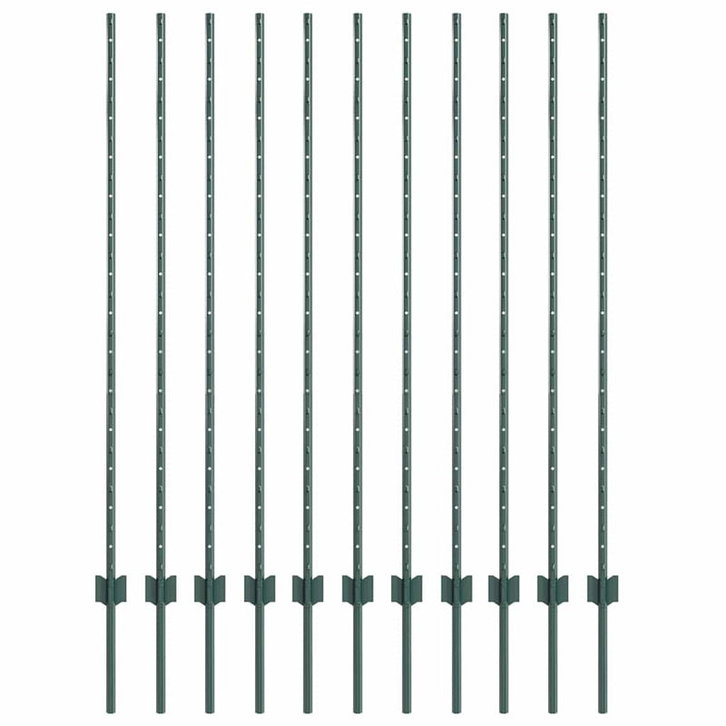 Load image into Gallery viewer, Vidaxl afrasteringspaal 11 pcs groen 140 cm staal