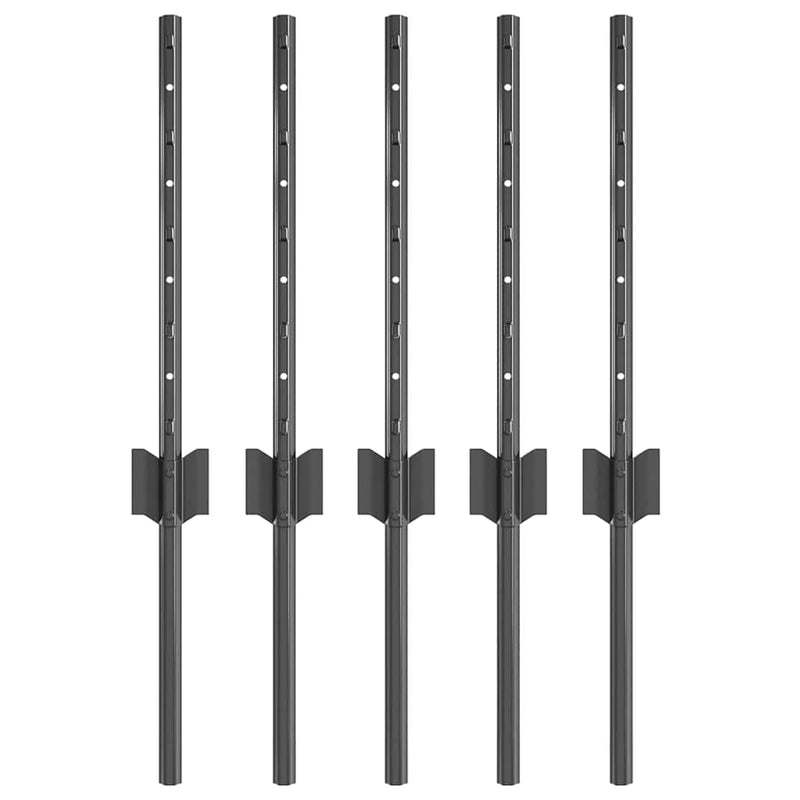 Load image into Gallery viewer, Vidaxl afrasteringspaal 5 pcs grijs 40 cm staal