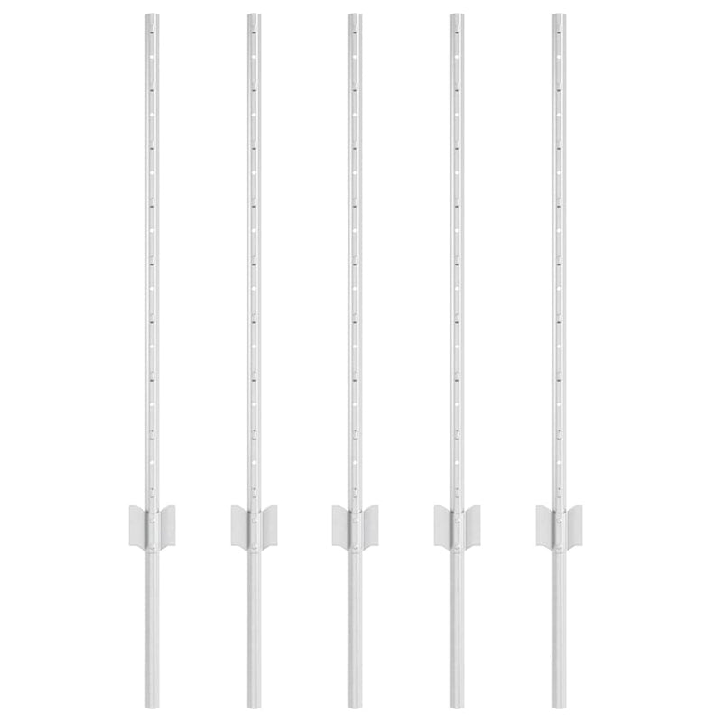 Load image into Gallery viewer, Vidaxl afrasteringspaal 5 pcs zilver 80 cm staal