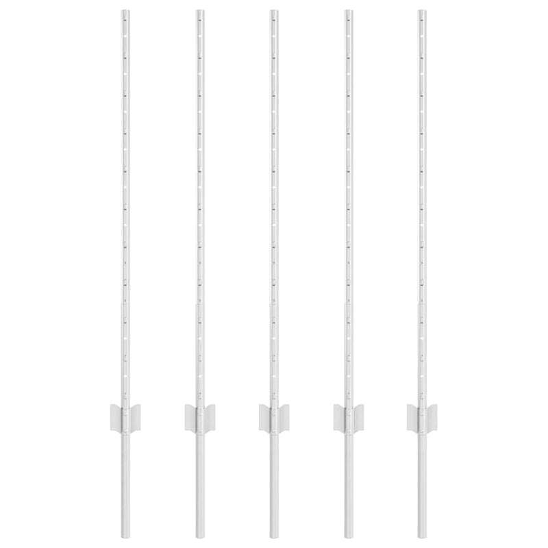 Load image into Gallery viewer, Vidaxl afrasteringspaal 5 pcs zilver 100 cm staal