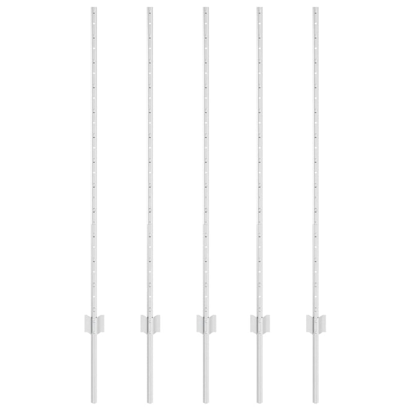 Load image into Gallery viewer, Vidaxl afrasteringspaal 5 pcs zilver 120 cm staal