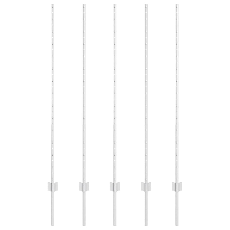 Load image into Gallery viewer, Vidaxl afrasteringspaal 5 pcs zilver 140 cm staal