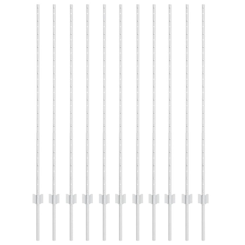 Load image into Gallery viewer, Vidaxl afrasteringspaal 11 pcs zilver 140 cm staal
