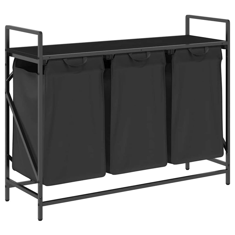 Load image into Gallery viewer, Vidaxl wasmand 3 vakken met plank zwart eikenkleurig