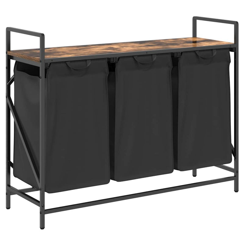 Load image into Gallery viewer, Vidaxl wasmand 3 vakken met plank gerookt eikenkleurig