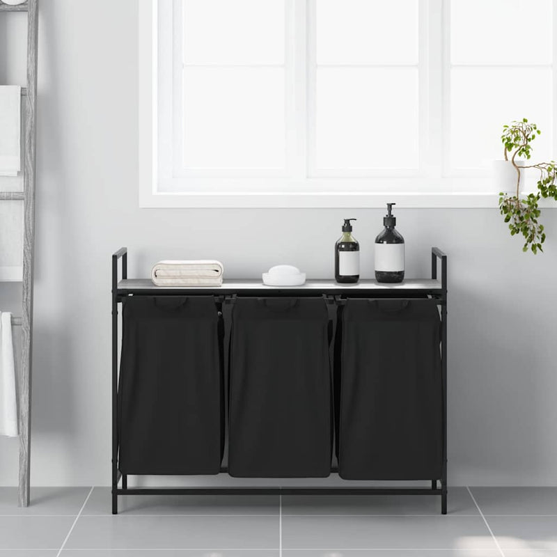 Load image into Gallery viewer, Vidaxl wasmand 3 vakken met plank grijs sonoma eiken