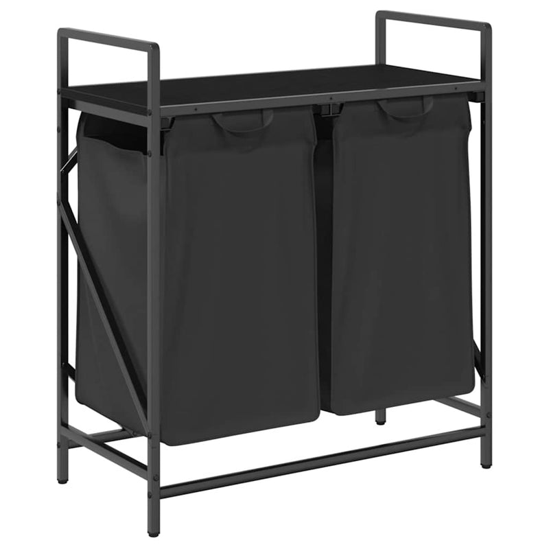 Load image into Gallery viewer, Vidaxl wasmand 2 vakken met plank zwart eikenkleurig