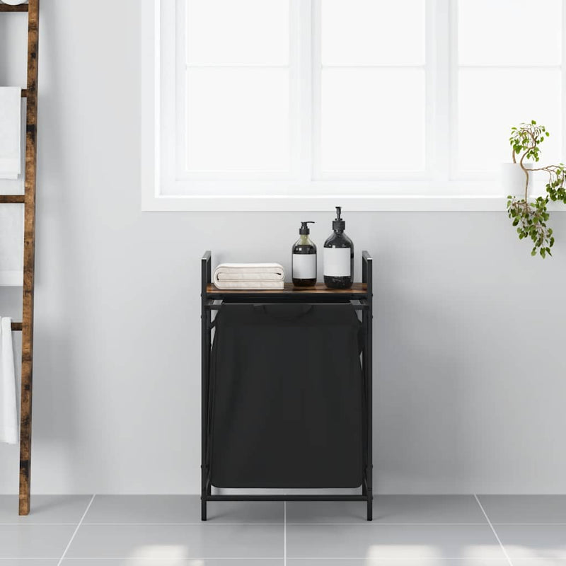 Load image into Gallery viewer, Vidaxl wasmand 1 vak met plank gerookt eikenkleurig