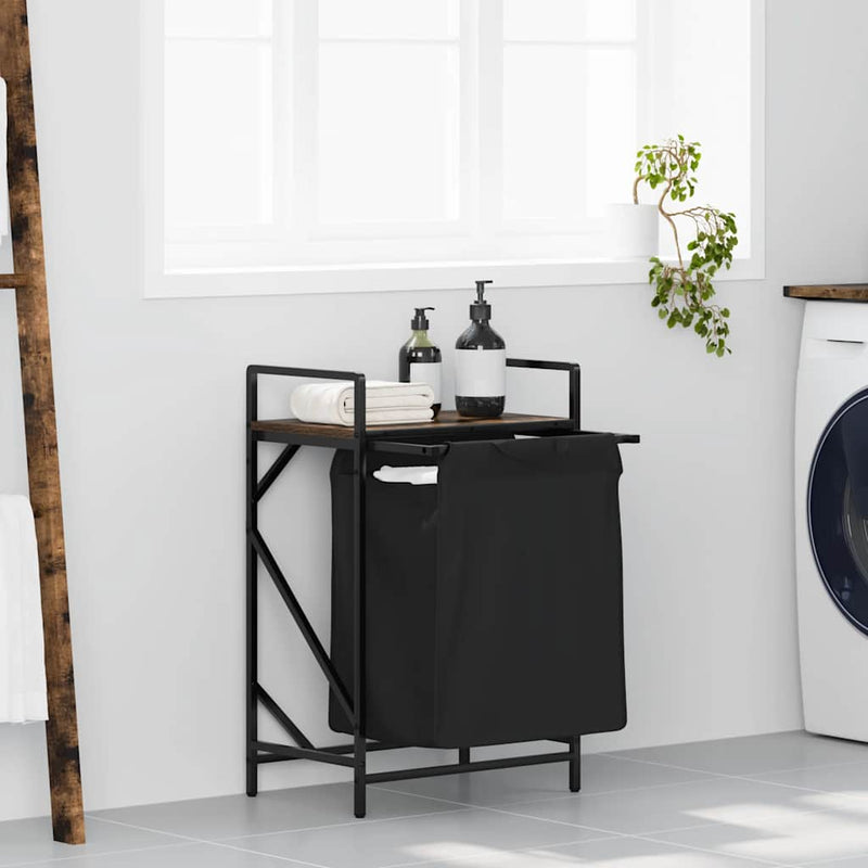 Load image into Gallery viewer, Vidaxl wasmand 1 vak met plank gerookt eikenkleurig