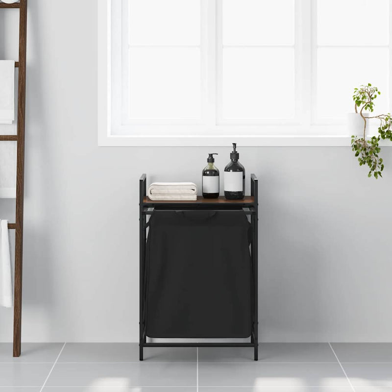 Load image into Gallery viewer, Vidaxl wasmand 1 vak met plank bruin eikenkleurig