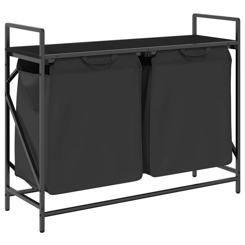 Load image into Gallery viewer, Vidaxl wasmand 2 vakken met plank zwart eikenkleurig