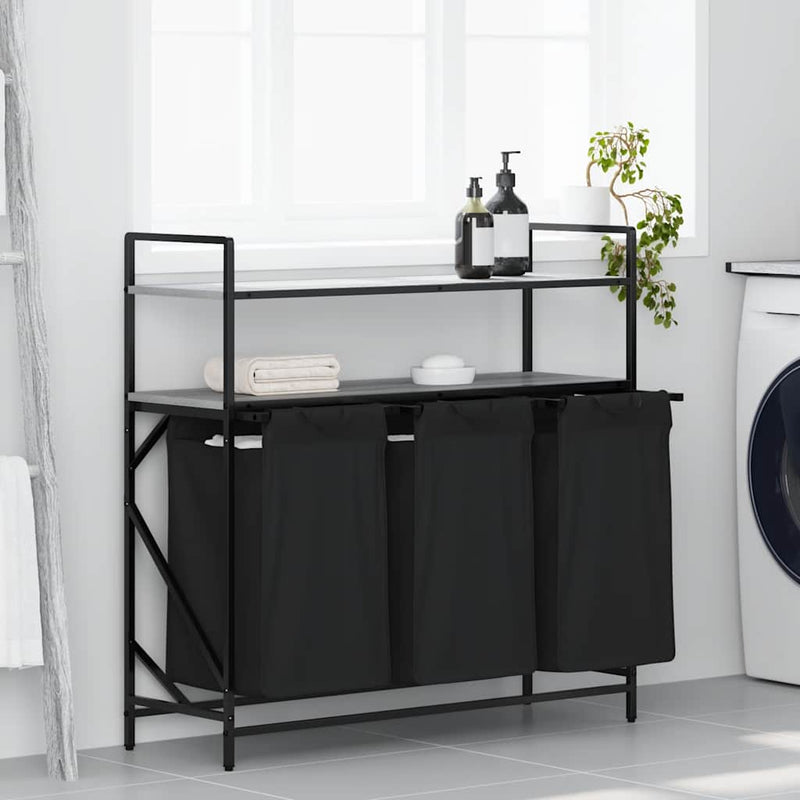 Load image into Gallery viewer, Vidaxl wasmand 3 vakken met planken grijs sonoma eiken