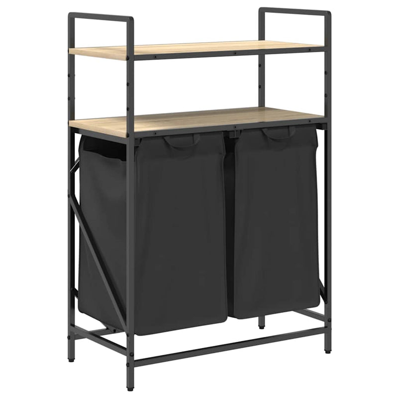 Load image into Gallery viewer, Vidaxl wasmand 2 vakken met planken sonoma eikenkleurig