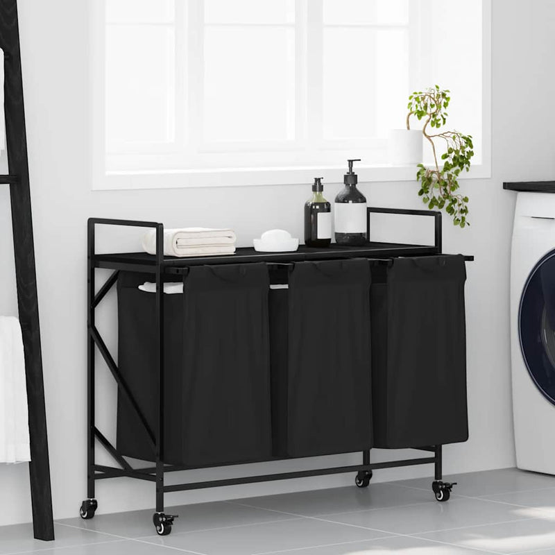 Load image into Gallery viewer, Vidaxl wasmand 3 vakken met planken zwart eikenkleurig