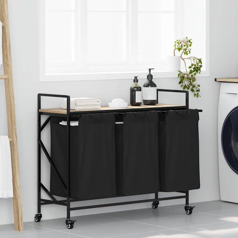 Load image into Gallery viewer, Vidaxl wasmand 3 vakken met planken sonoma eikenkleurig