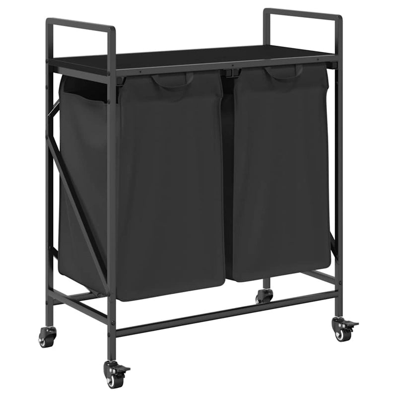 Load image into Gallery viewer, Vidaxl wasmand 2 vakken met planken zwart eikenkleurig