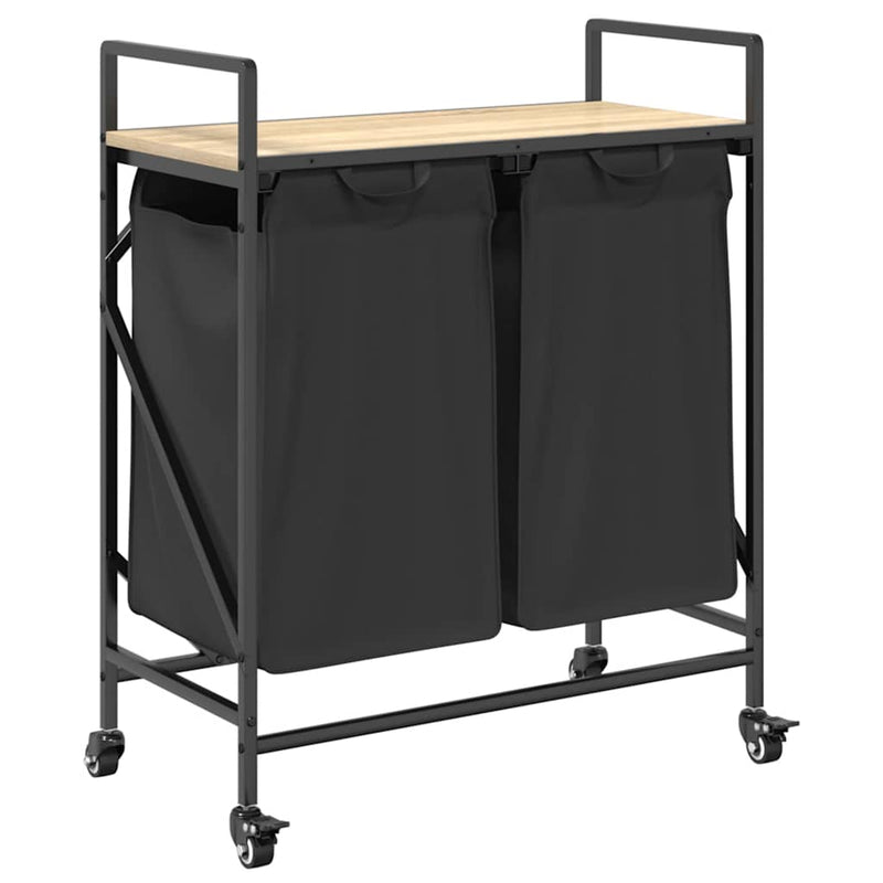 Load image into Gallery viewer, Vidaxl wasmand 2 vakken met planken sonoma eikenkleurig