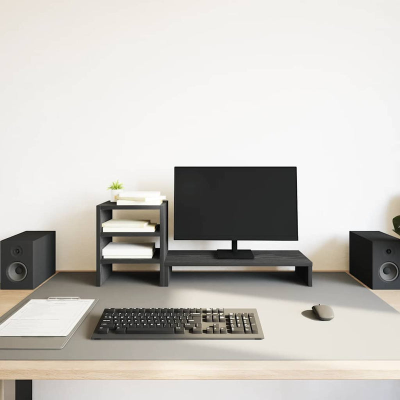 Load image into Gallery viewer, Vidaxl monitorstandaard met bureau-organizer, zwart eikenhout