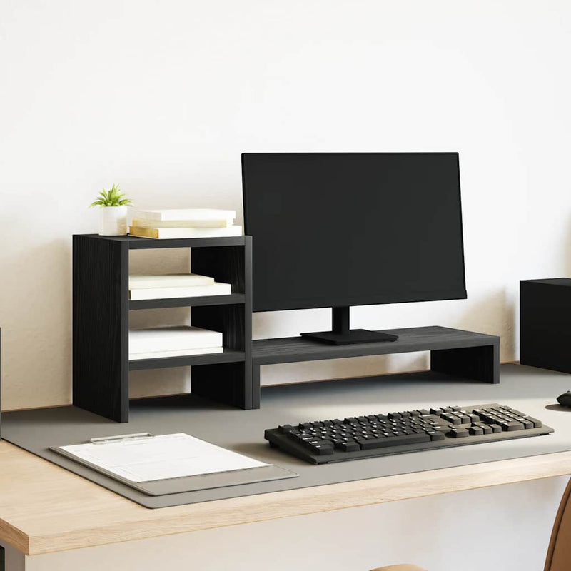 Load image into Gallery viewer, Vidaxl monitorstandaard met bureau-organizer, zwart eikenhout