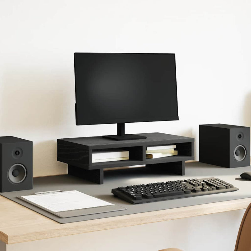 Load image into Gallery viewer, Vidaxl monitorstandaard zwart eiken 50x27x15 cm bewerkt hout