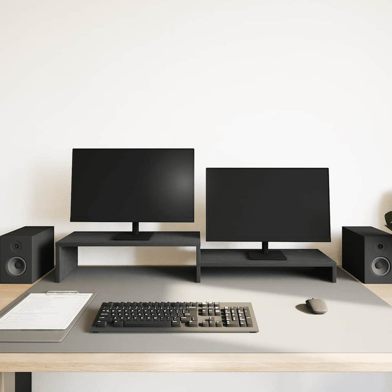 Load image into Gallery viewer, Vidaxl monitorstandaard zwart eiken 54x22x15 cm bewerkt hout