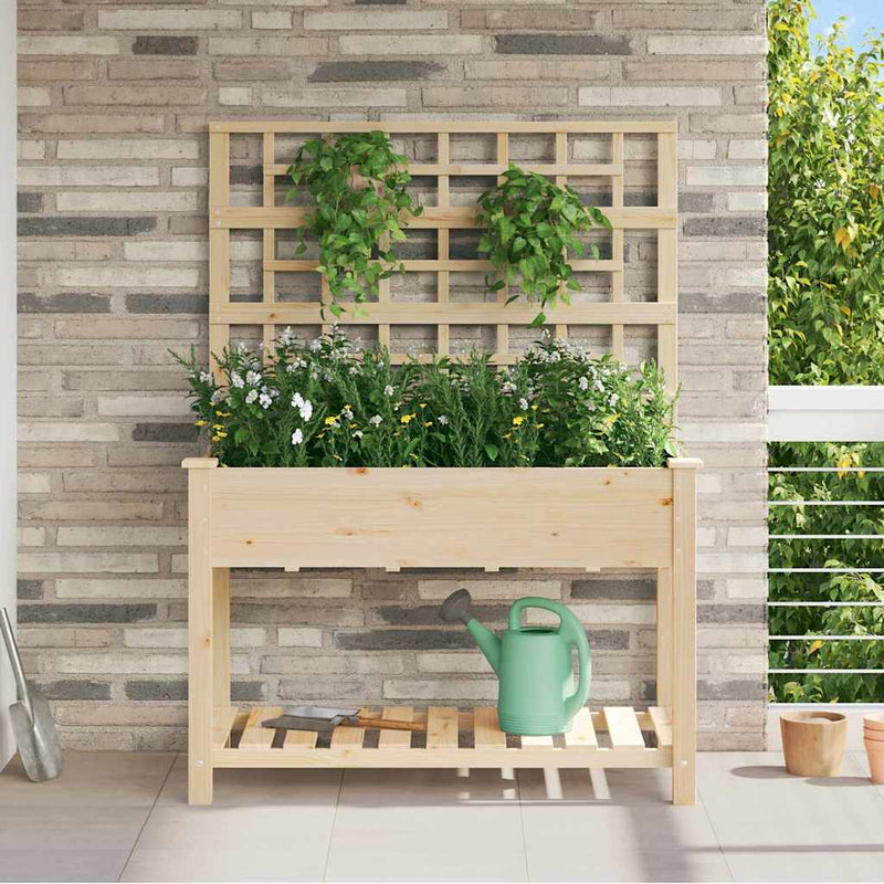 Load image into Gallery viewer, Vidaxl tuin bloempot beige 115 x 60,5 x 153 cm massief vurenhout