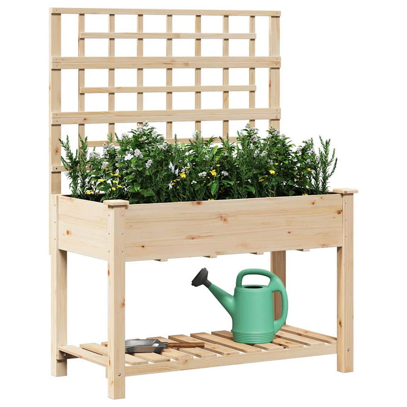 Load image into Gallery viewer, Vidaxl tuin bloempot beige 115 x 60,5 x 153 cm massief vurenhout