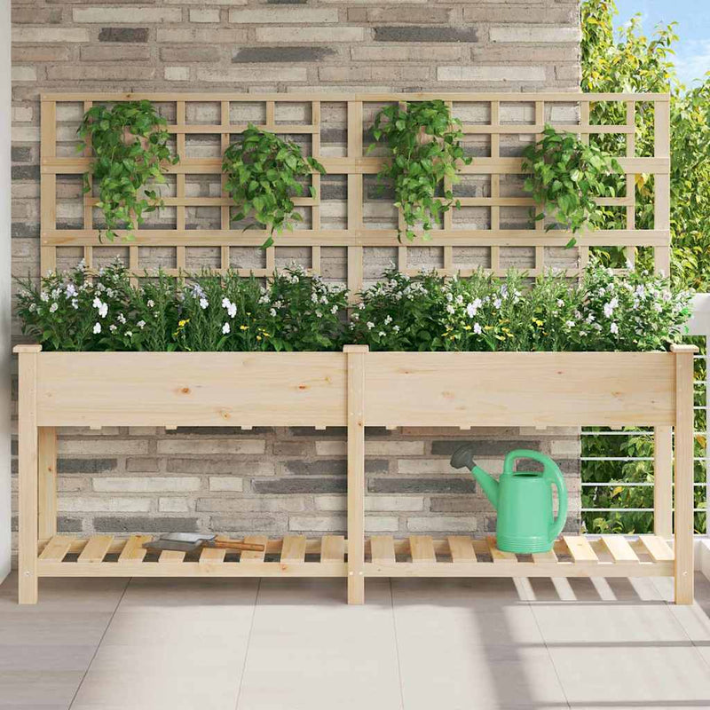 Load image into Gallery viewer, Vidaxl tuin bloempot beige 203,5 x 54 x 152,5 cm massief vurenhout
