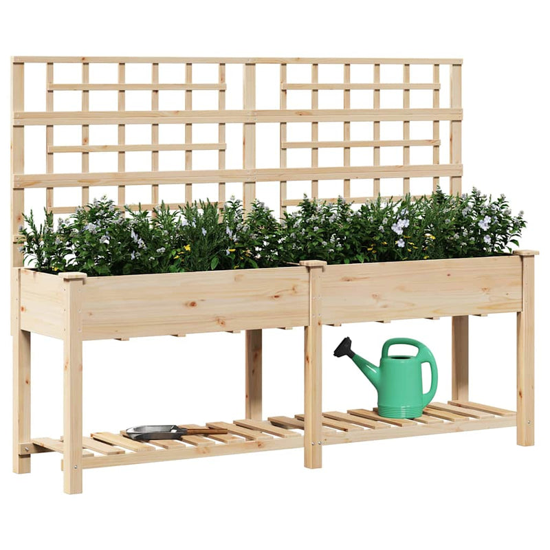 Load image into Gallery viewer, Vidaxl tuin bloempot beige 203,5 x 54 x 152,5 cm massief vurenhout