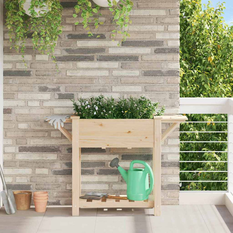 Load image into Gallery viewer, Vidaxl tuin bloempot beige 111 x 37 x 76,5 cm massief vurenhout