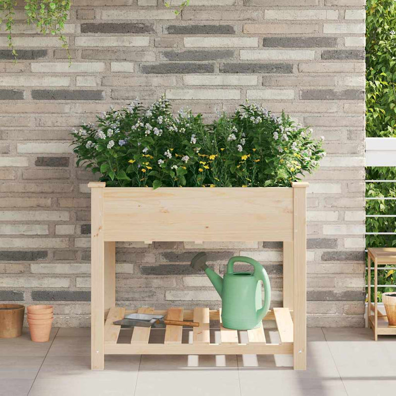 Load image into Gallery viewer, Vidaxl tuin bloempot beige 90 x 90 x 76,5 cm massief vurenhout