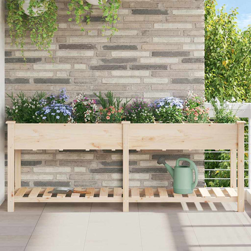 Load image into Gallery viewer, Vidaxl tuin bloempot beige 203,5 x 53 x 76,5 cm massief vurenhout