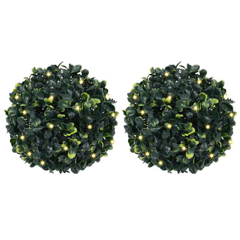 Load image into Gallery viewer, Vidaxl kunstbuxusballen met led-verlichting 2 st 22 cm groen