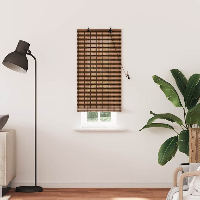Load image into Gallery viewer, Vidaxl rolgordijn met gordijnen bruin 60 x 220 cm bamboe