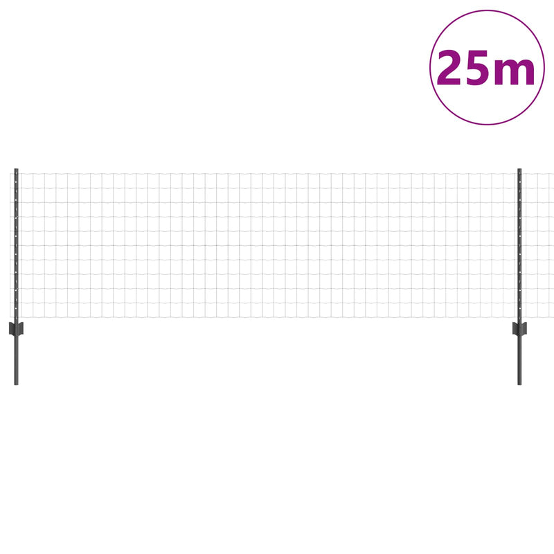 Load image into Gallery viewer, Vidaxl hek met paal grijs 0,8 x 25 m staal